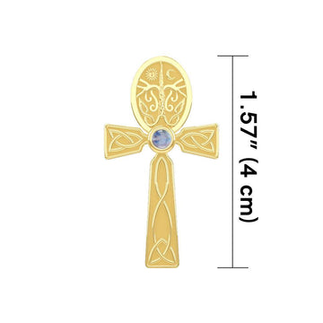 Celtic Ankh Tree of Life 14 K Solid Gold Pendant with Gem GPD5813 - Jewelry